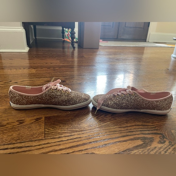 Kate Spade Keds Rose Gold Glitter Lace Up Shoes Sneakers Size 7 - Picture 7 of 10